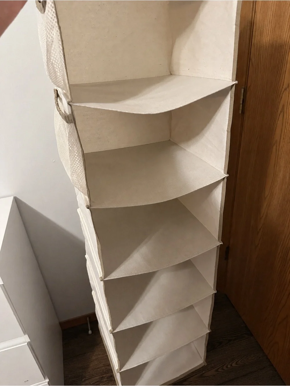 Essential 6 Row Hanging Closet Organizer in Cream